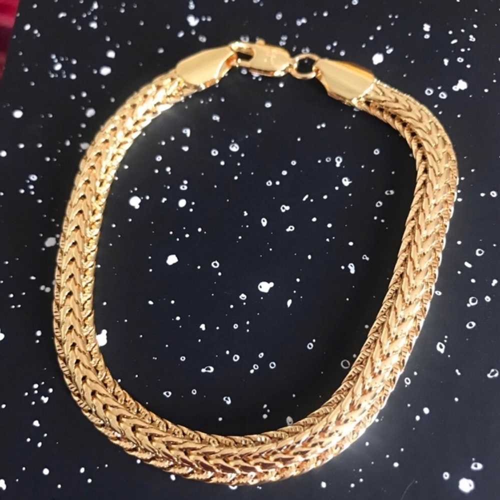 Gold Braided Chain Bracelet